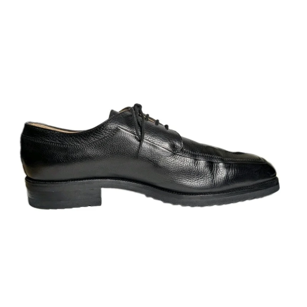 Gravati Arthur Beren Italy 16567 Black Pebbled Leather Apron Blucher Shoes 11 W
